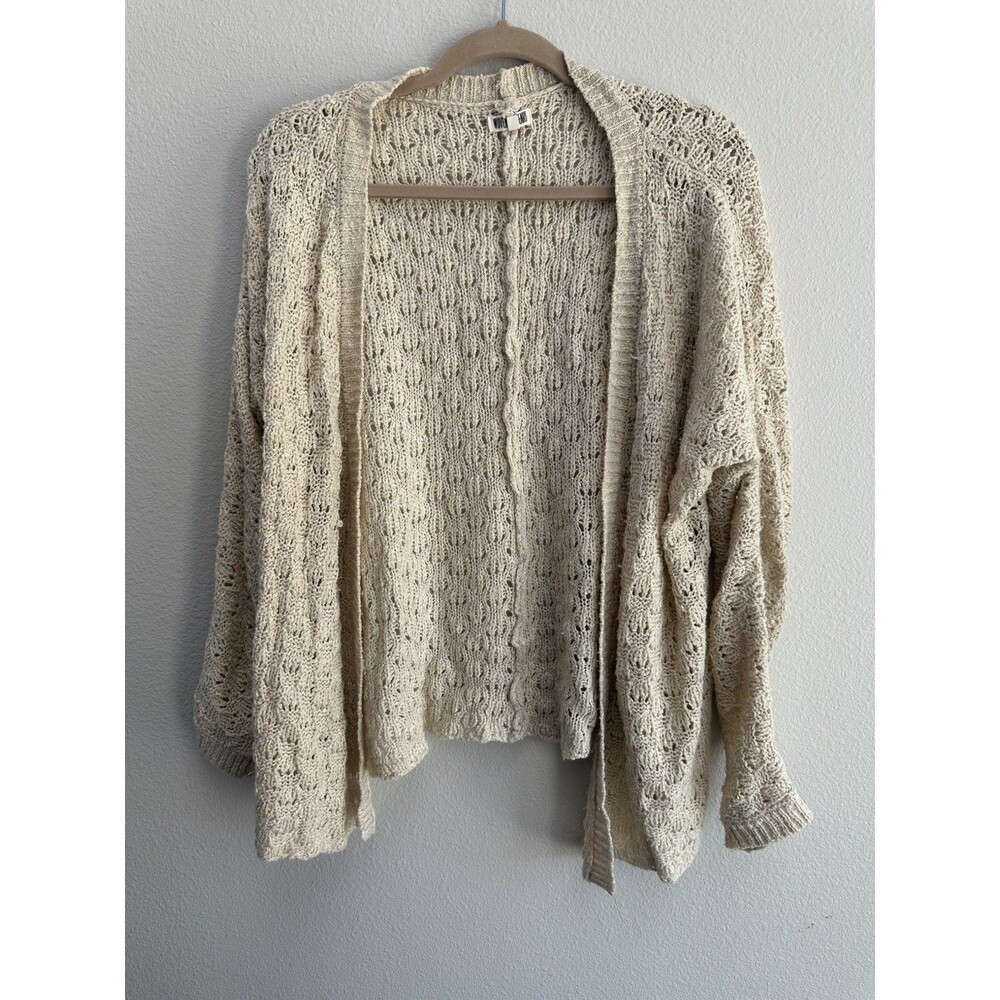 Woven Heart Cream Cardigan Sweater Size Small Eclectic Grandpa Granny Core